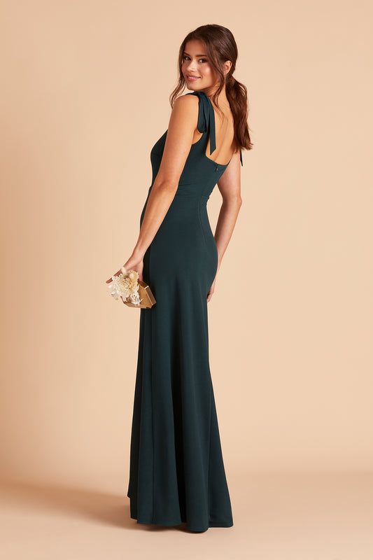 Alex Crepe Bridesmaid Dress in Emerald ...